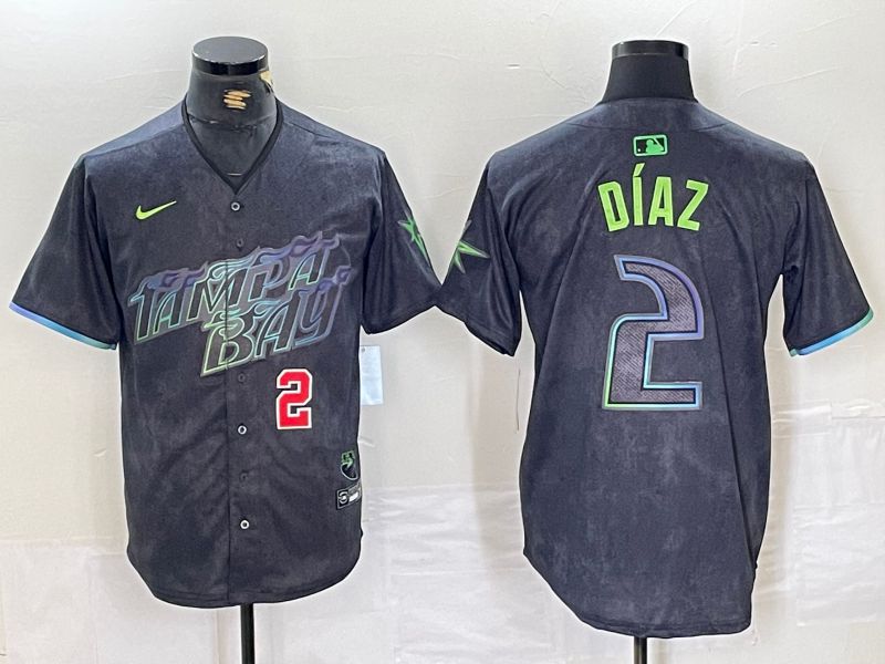 Men Tampa Bay Rays #2 Yandy Diaz Nike MLB Limited City Connect Black 2024 Jersey style 5